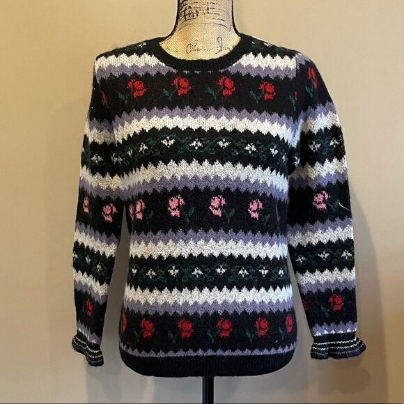 NWT Anthropologie Fair Isle Roses Sweater XS #226 - Picture 1 of 2